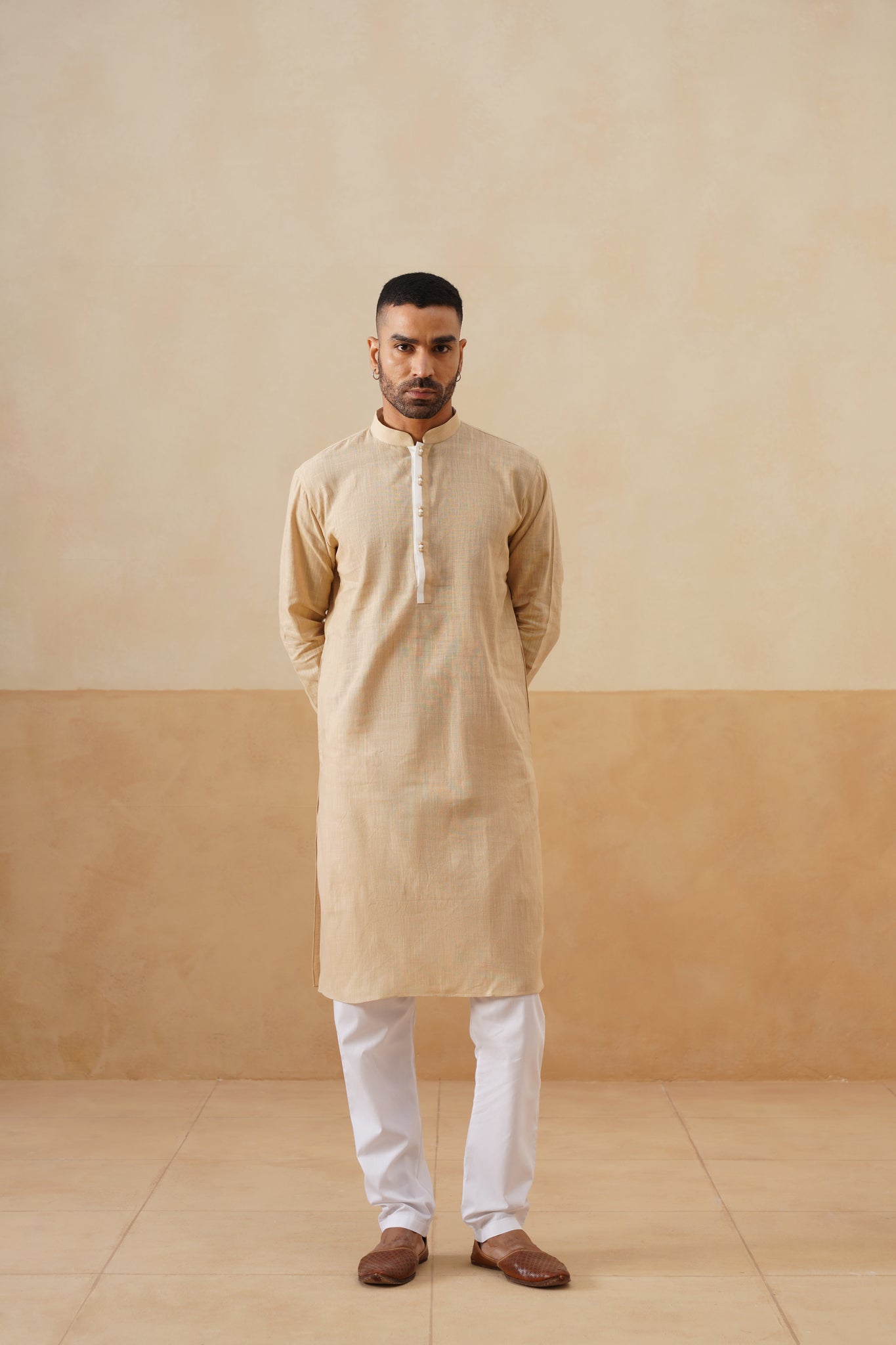 Beige Textured Kurta