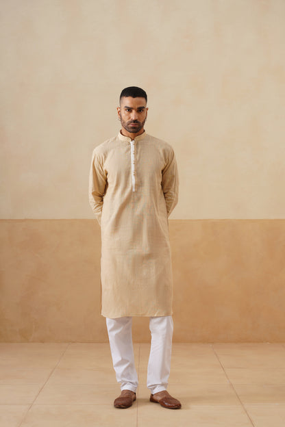 Beige Textured Kurta