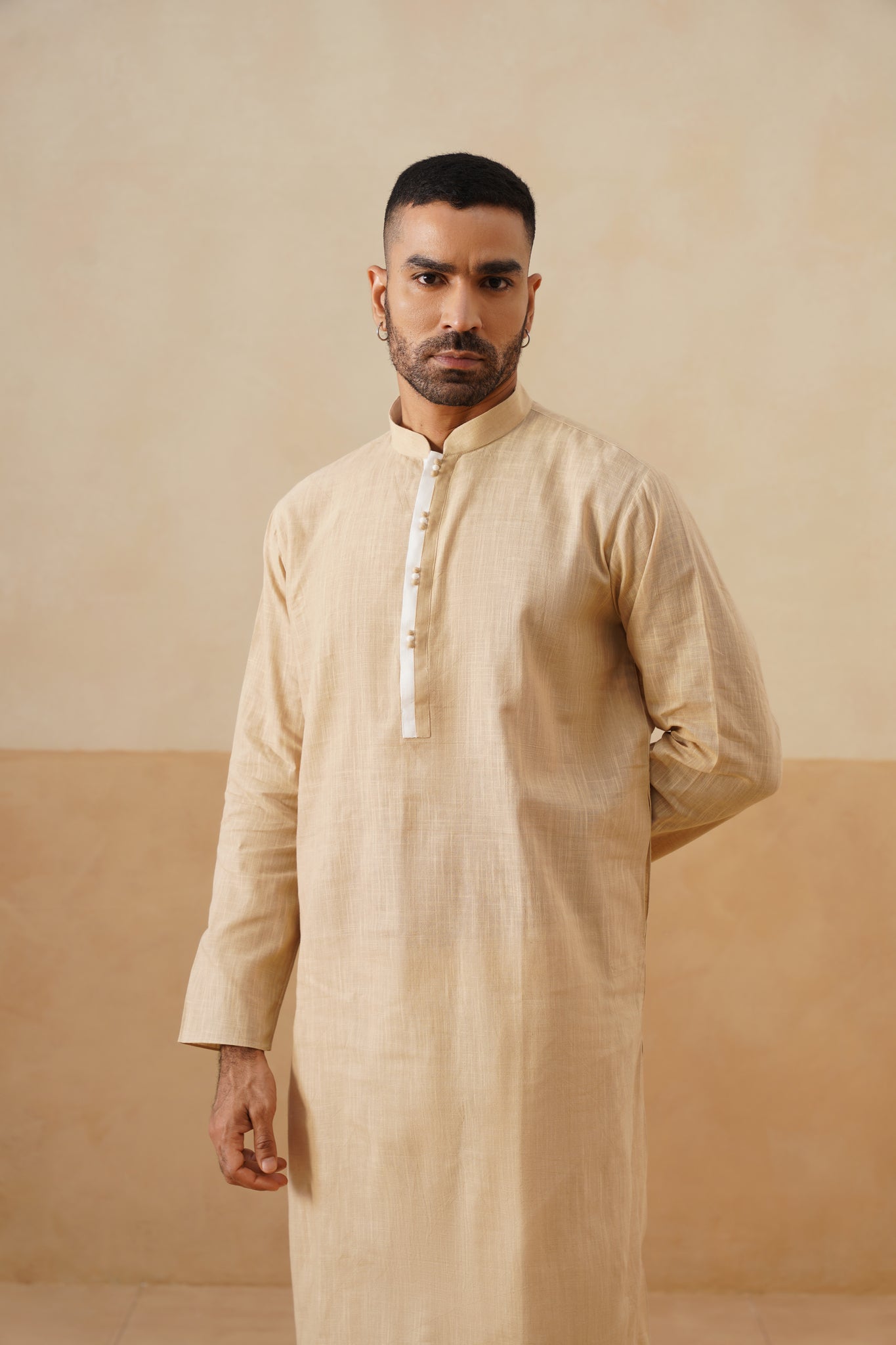 Beige Textured Kurta
