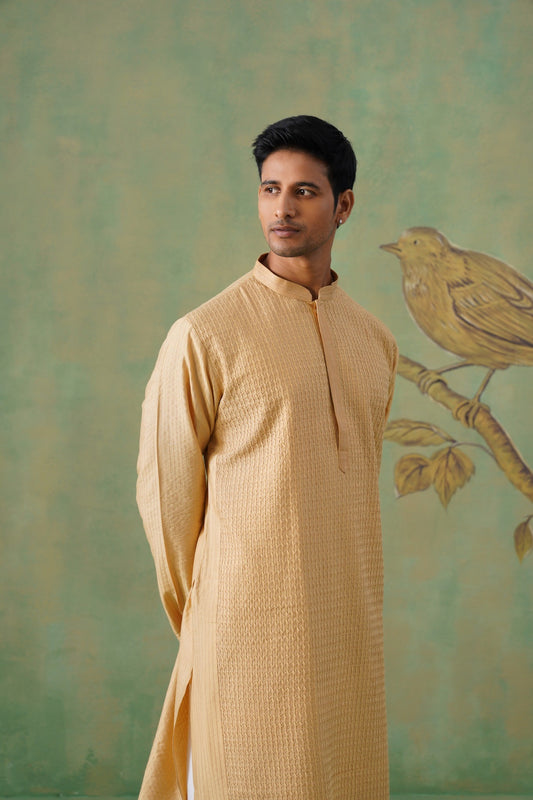 Beige Pintex Kurta Set