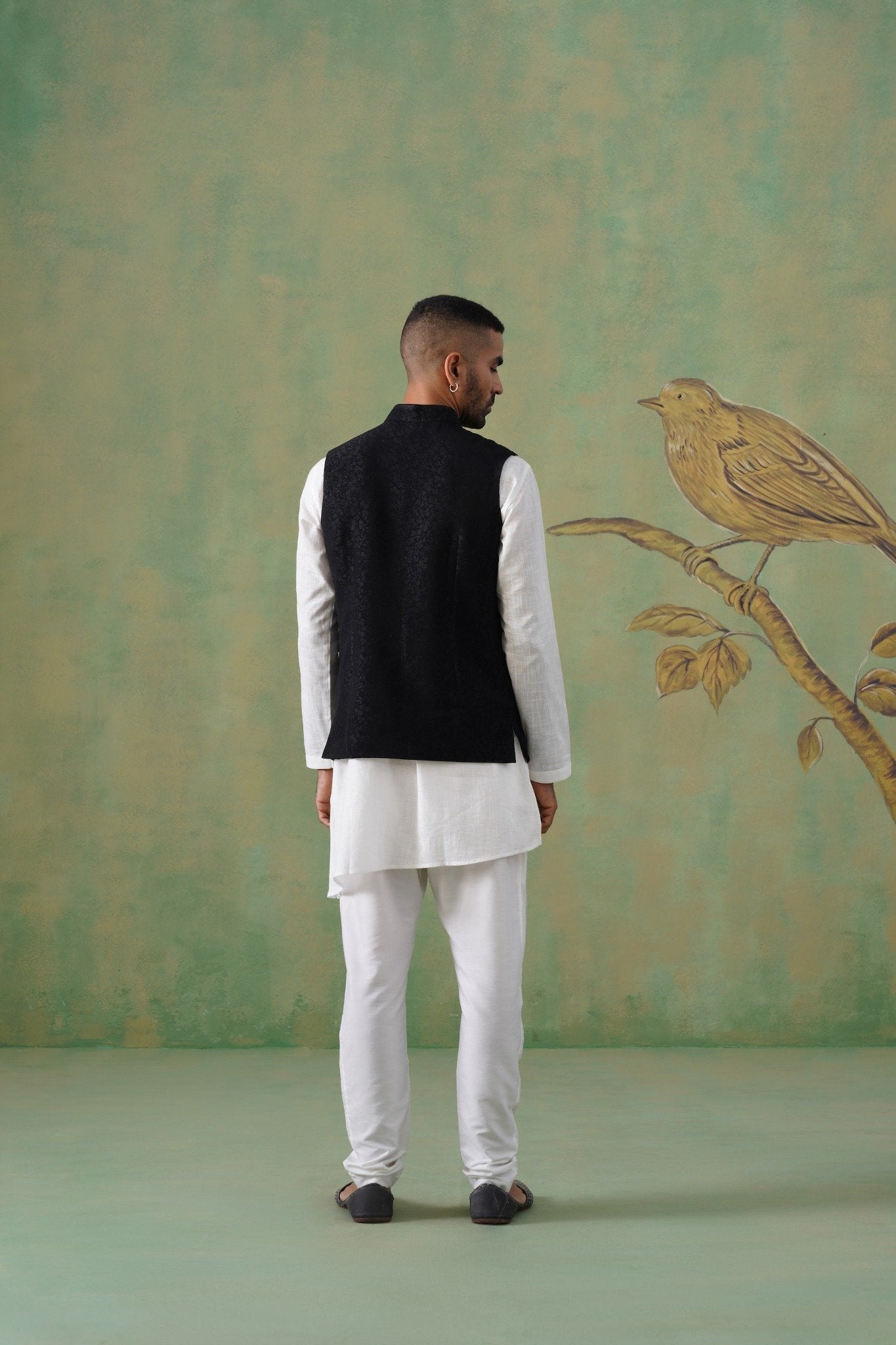 Black Textured Short Jacket for Men