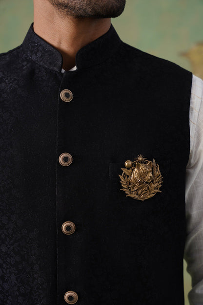 Black Textured Short Jacket for Men