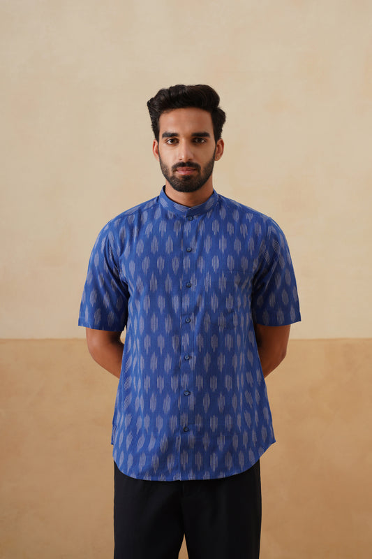 Blue Ikat Ethnic Shirt
