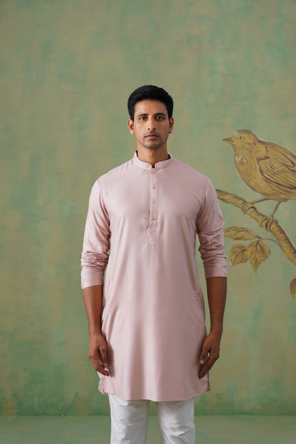 Blush Pink Textured Short Kurta
