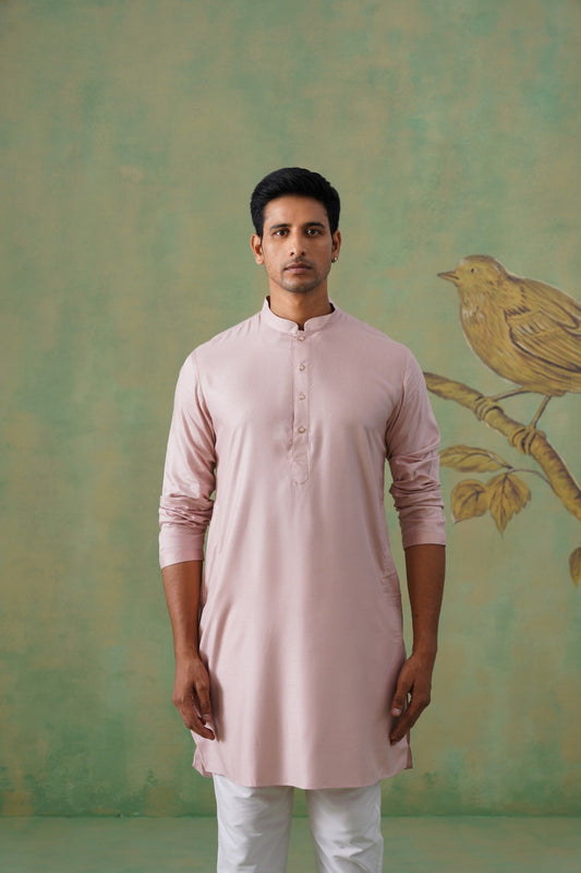 Blush Pink Textured Short Kurta