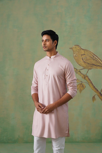 Blush Pink Textured Short Kurta