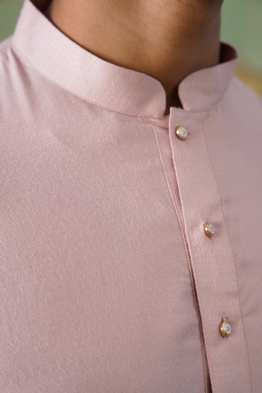 Blush Pink Textured Short Kurta