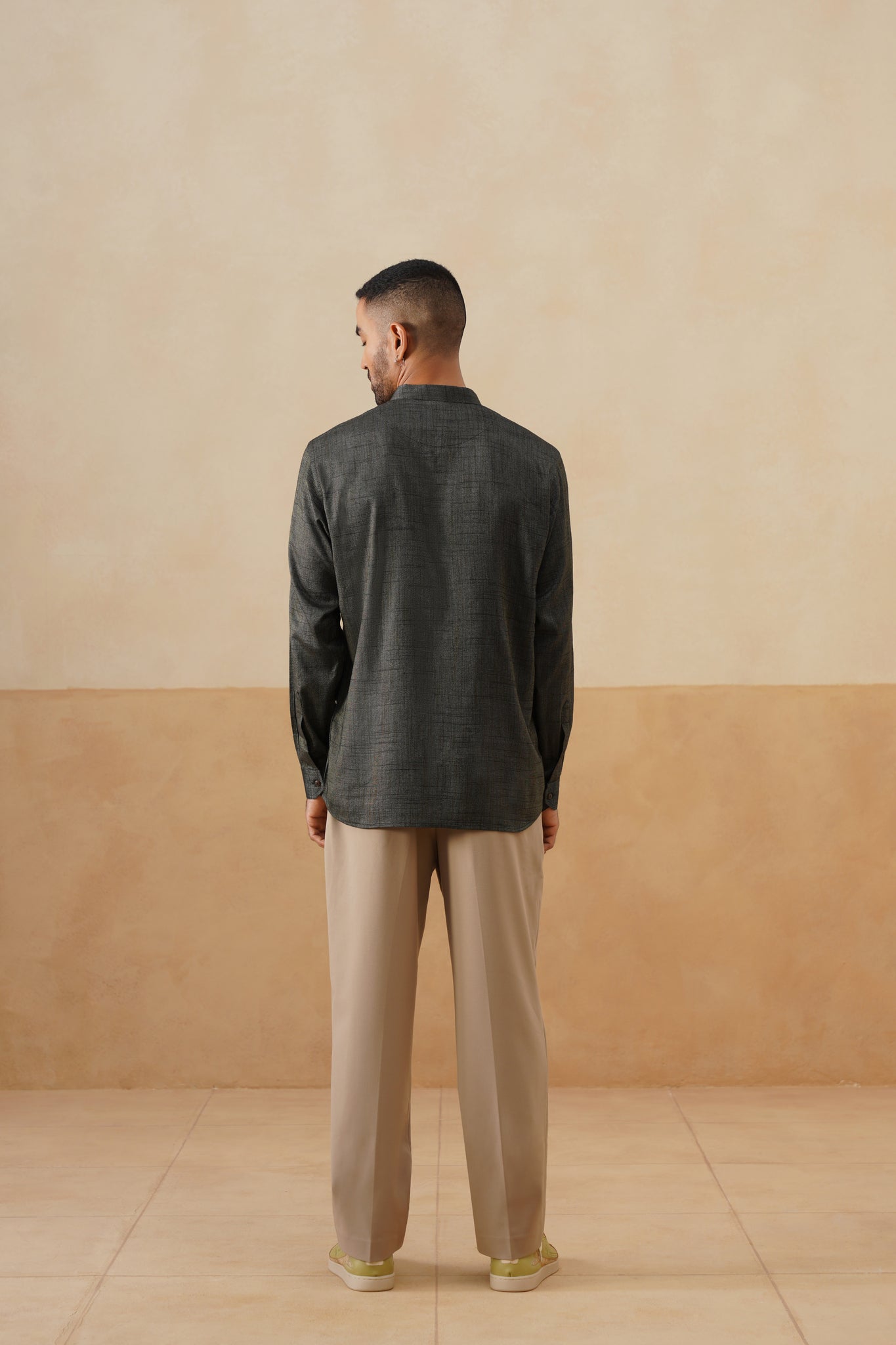 Charcoal Olive Textured Ethnic Shirt