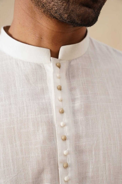 Cream Cotton Textured Kurta