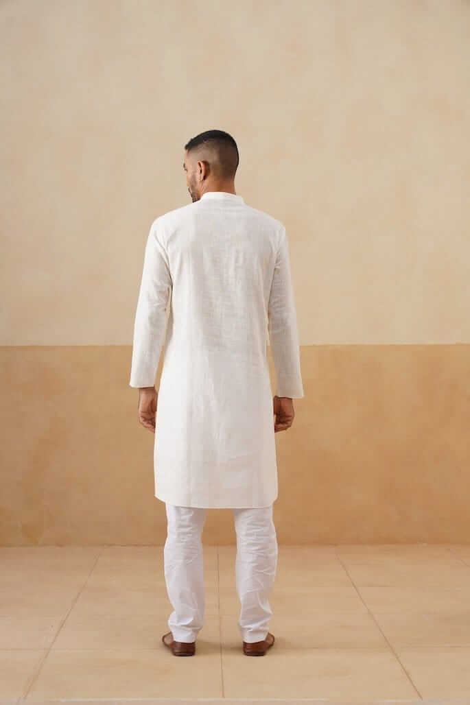 Cream Cotton Textured Kurta