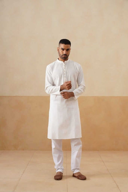 Cream Cotton Textured Kurta