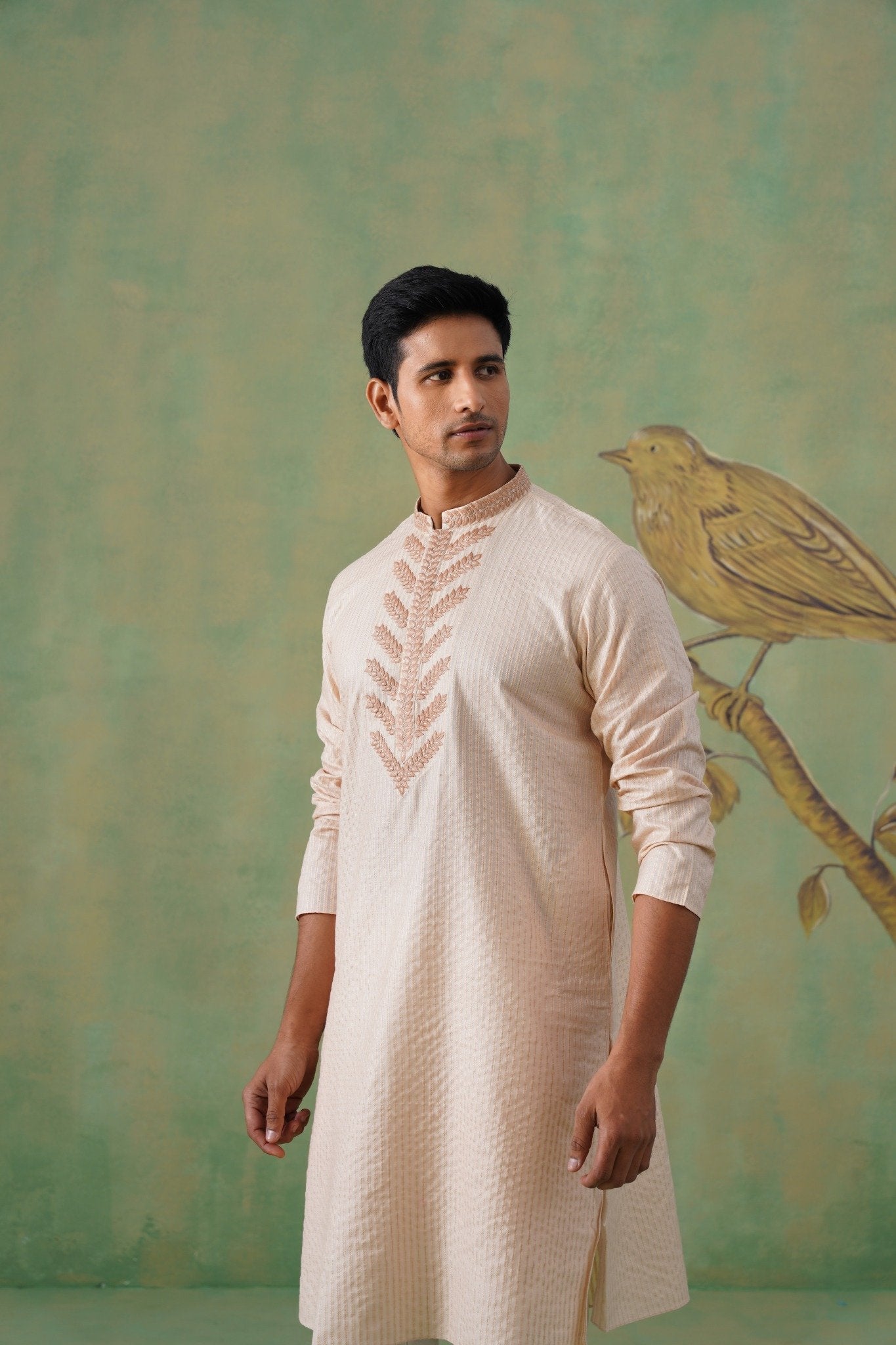 Cream Hand-Embroidered Kurta Set