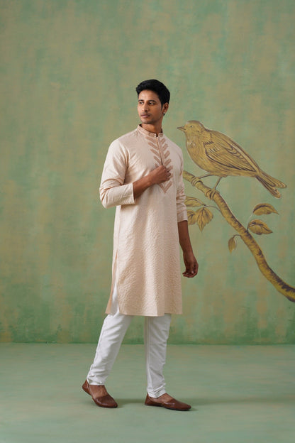 Cream Hand-Embroidered Kurta Set