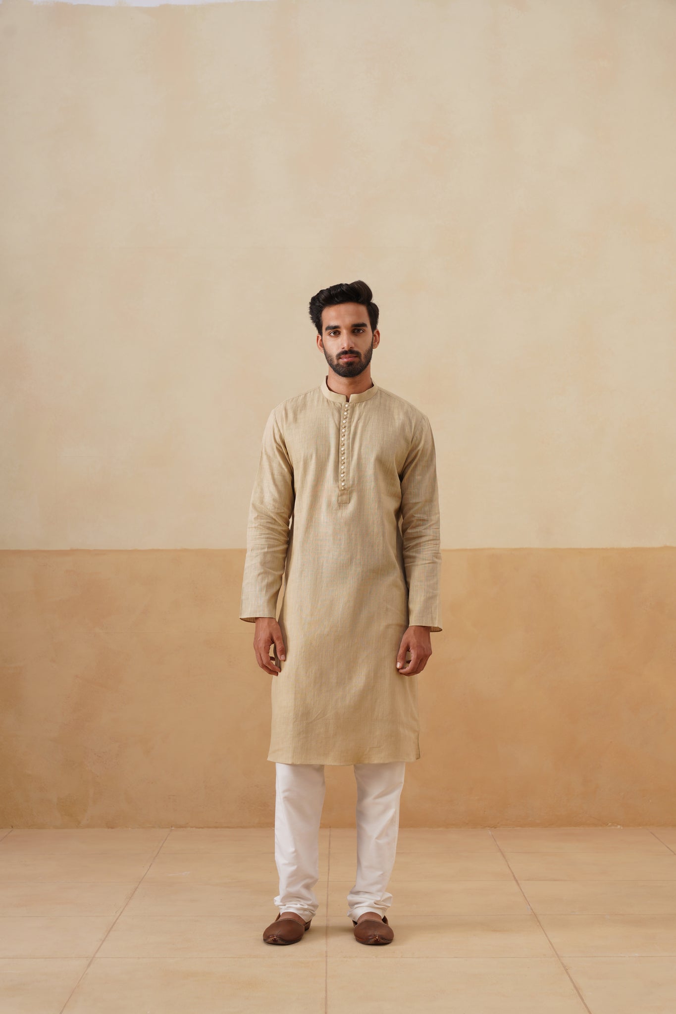 Desert Khaki Woven Kurta