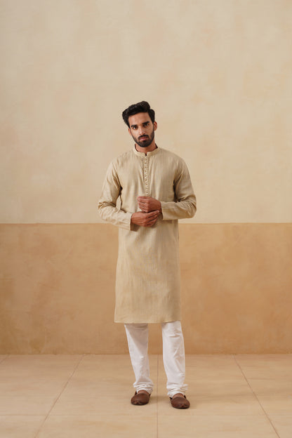 Desert Khaki Woven Kurta