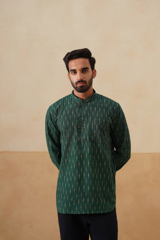 Emerald Green Ikat Ethnic Shirt