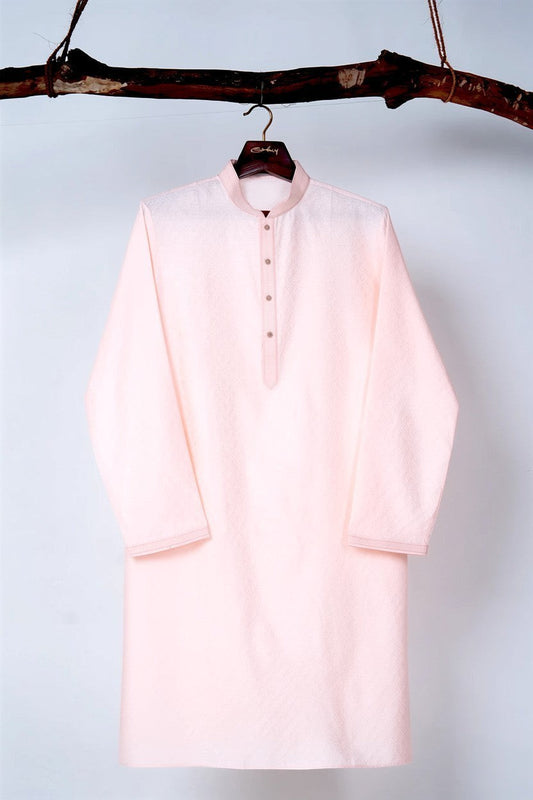 Pink Jacquard Kurta