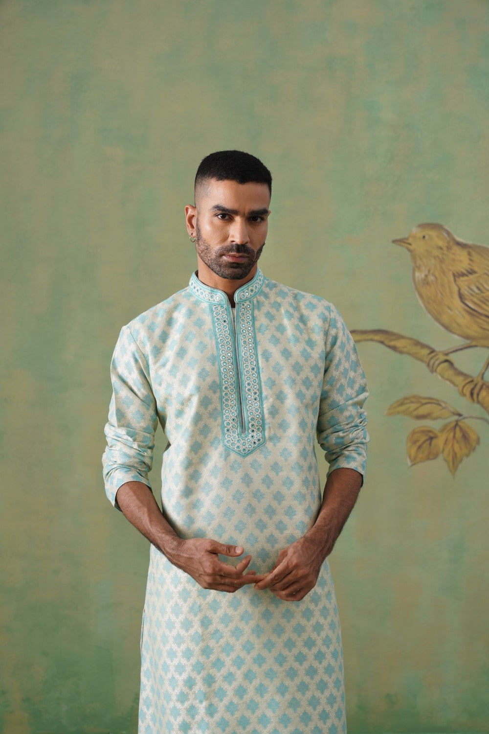 Seafoam Blue Brocade Kurta Set