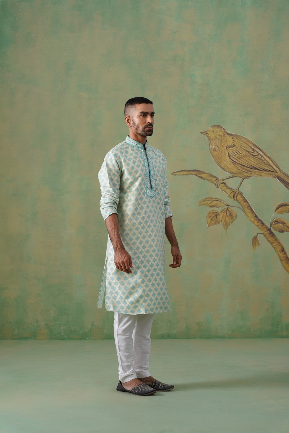 Seafoam Blue Brocade Kurta Set