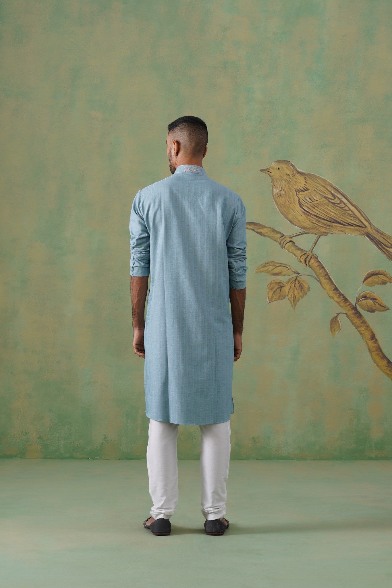 Powder Blue Hand-Embroidered Kurta Set