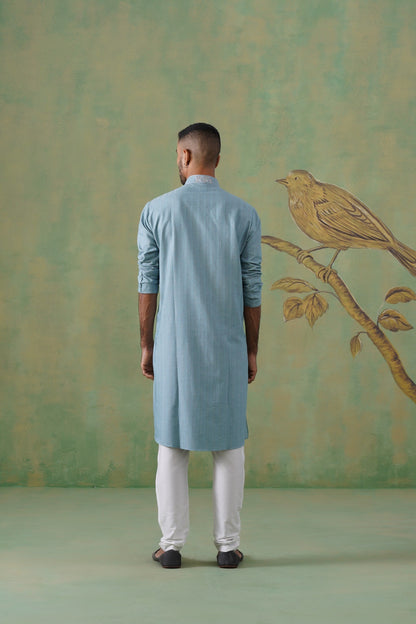 Powder Blue Hand-Embroidered Kurta Set