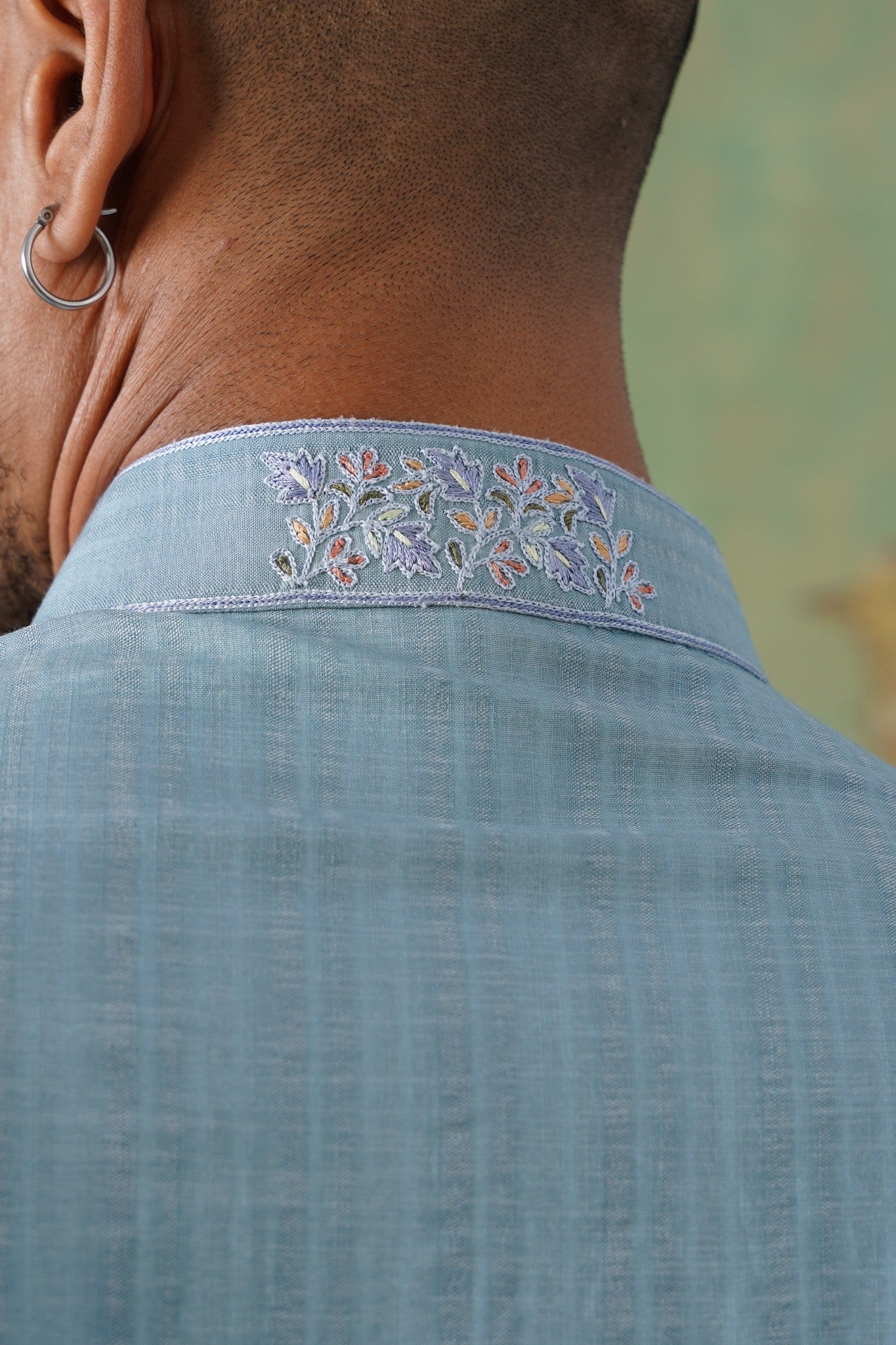 Powder Blue Hand-Embroidered Kurta Set