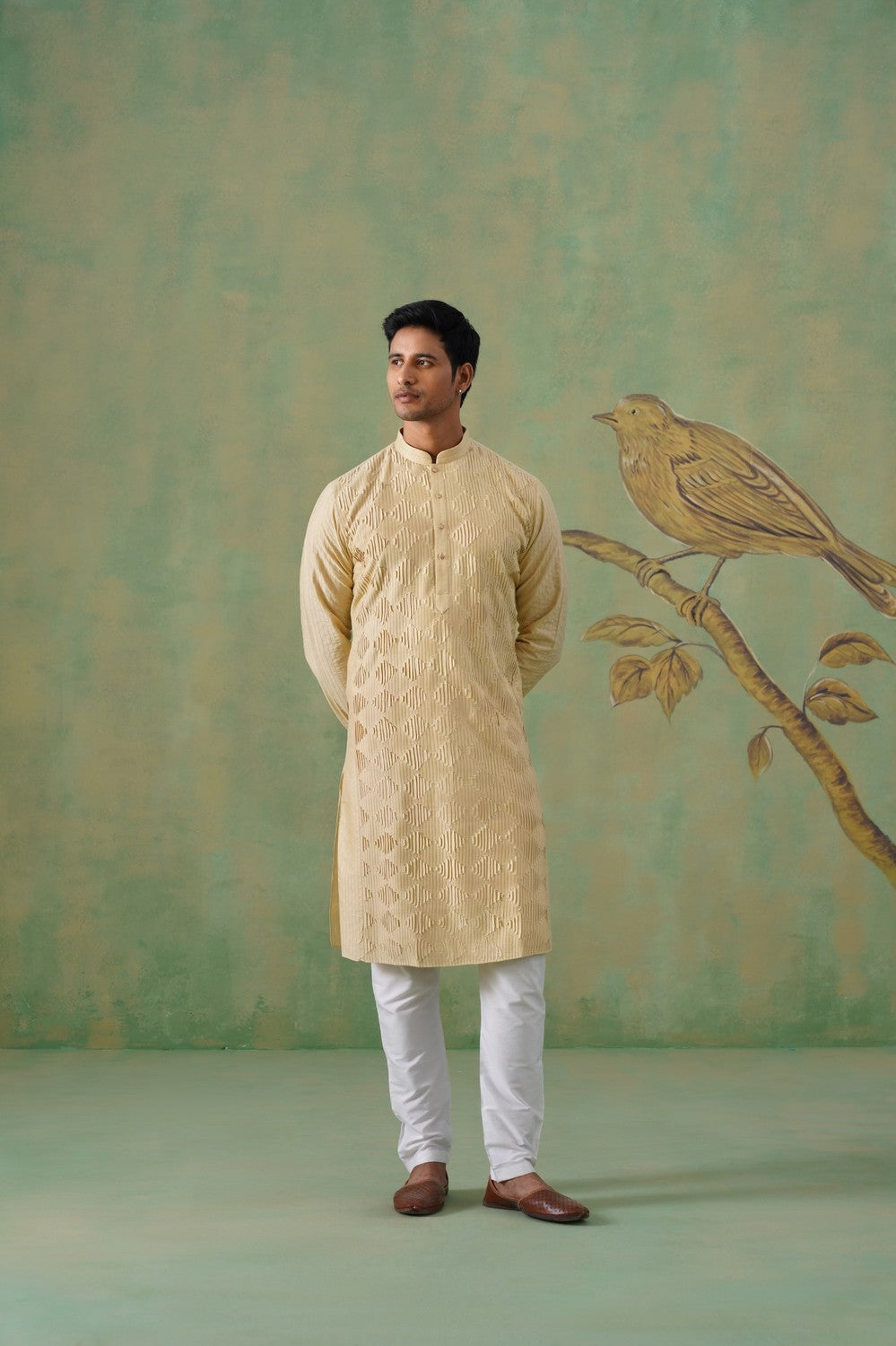 Light Beige Pintex Kurta Set