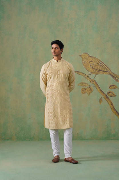 Light Beige Pintex Kurta Set