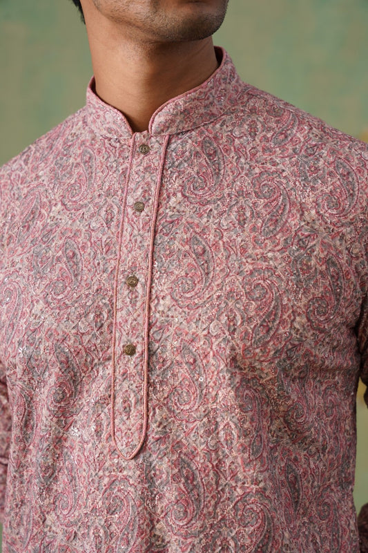 Pink Paisley Printed Kurta Set