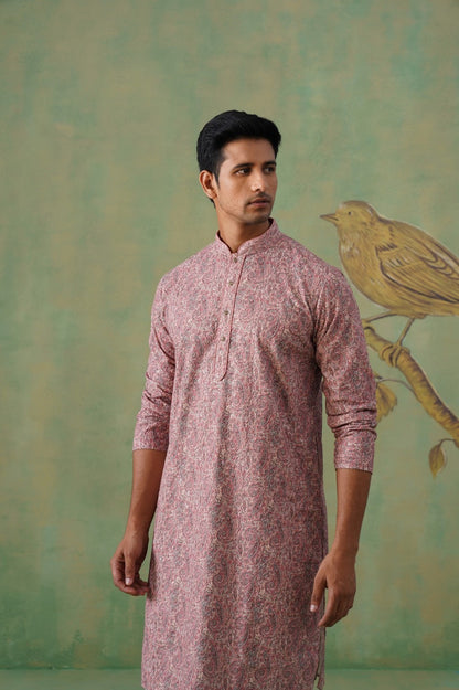 Pink Paisley Printed Kurta Set