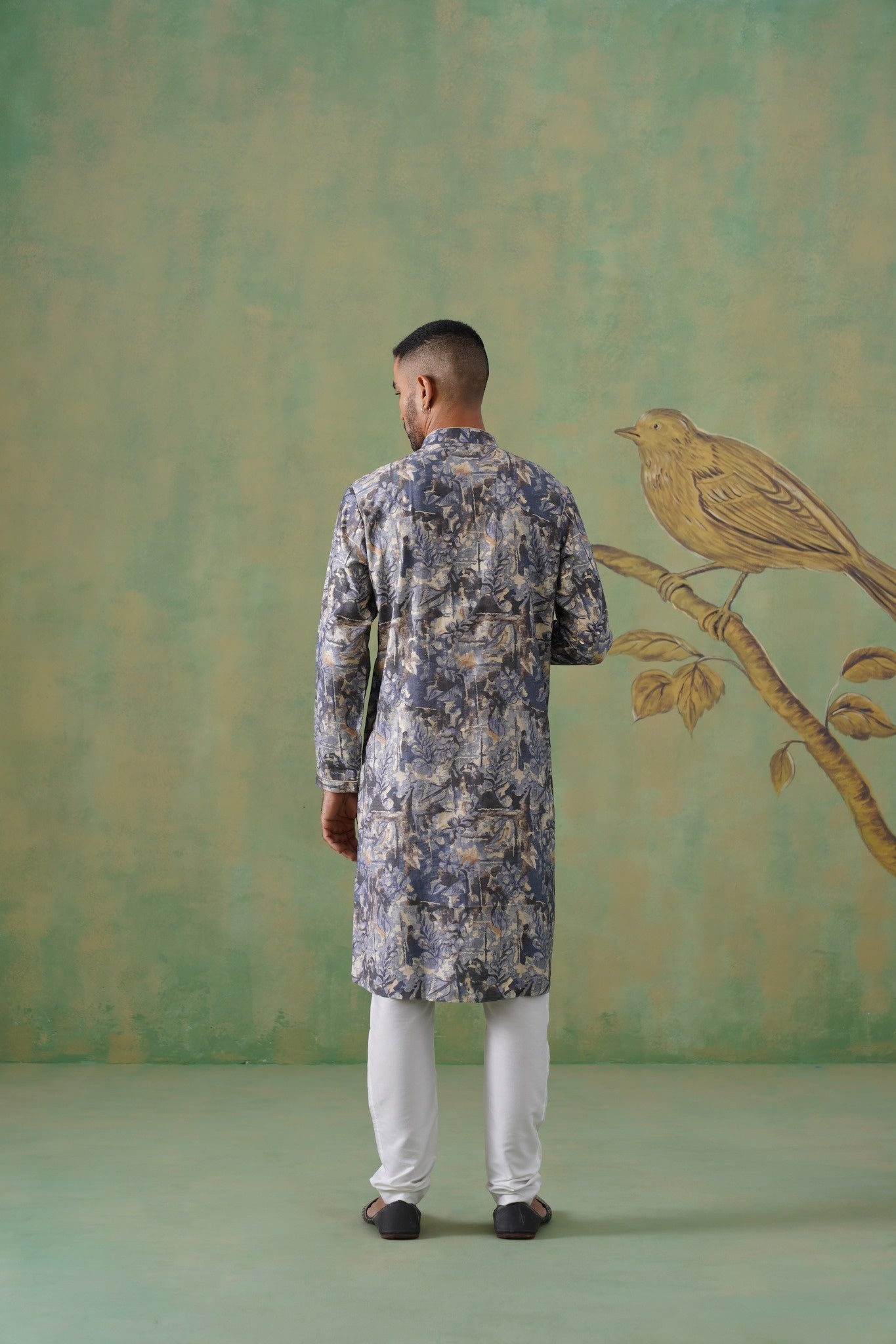 Midnight Blue Cotton Blend Printed Kurta