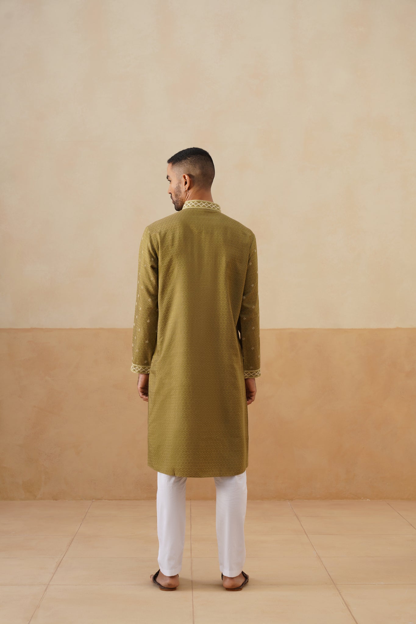 Olive Green Hand Embroidered Kurta Set
