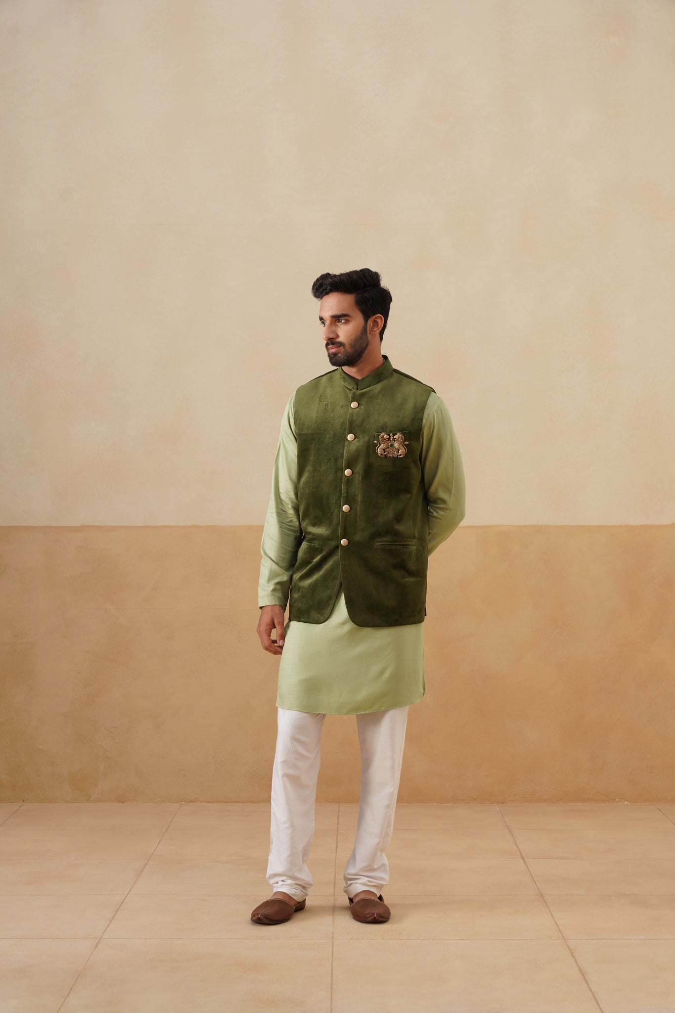 Olive Green Velvet Jacket