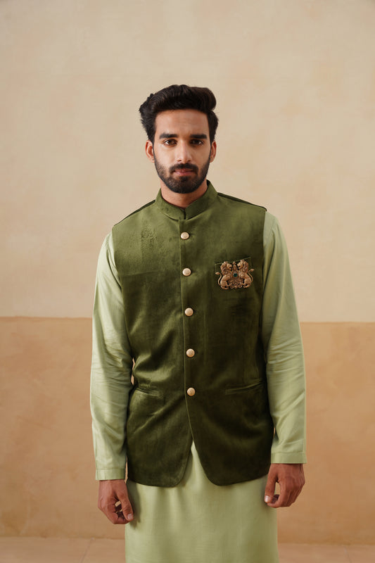 Olive Green Velvet Jacket