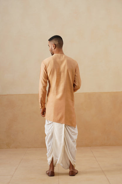 Peach Angrakha-Style Short Kurta