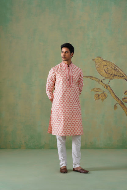Pink Mirror Work Kurta Set