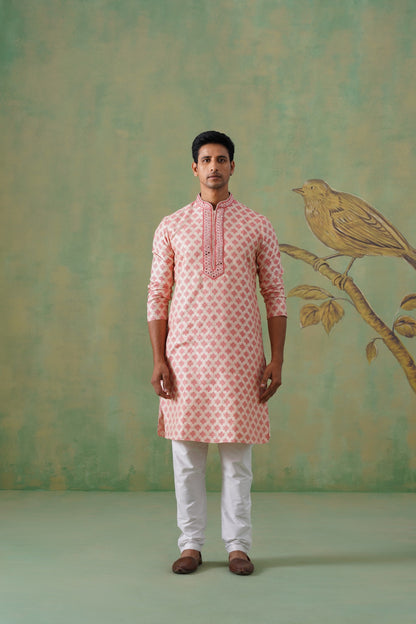 Pink Mirror Work Kurta Set