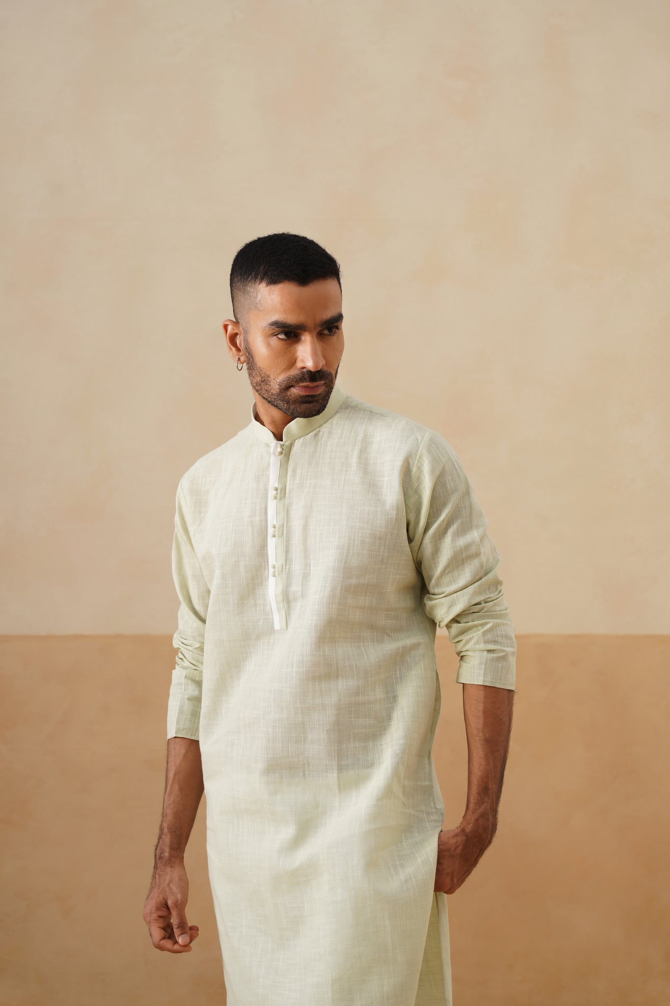 Pistachio Green Textured Kurta