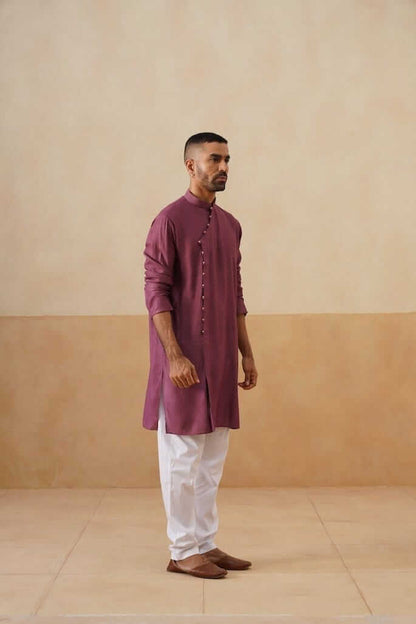 Purple Cotton Angrakha Kurta