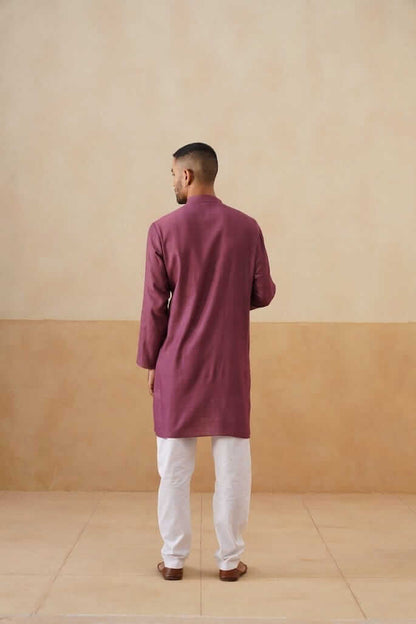 Purple Cotton Angrakha Kurta
