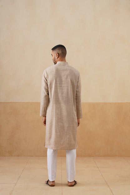 Sand Beige Textured Kurta