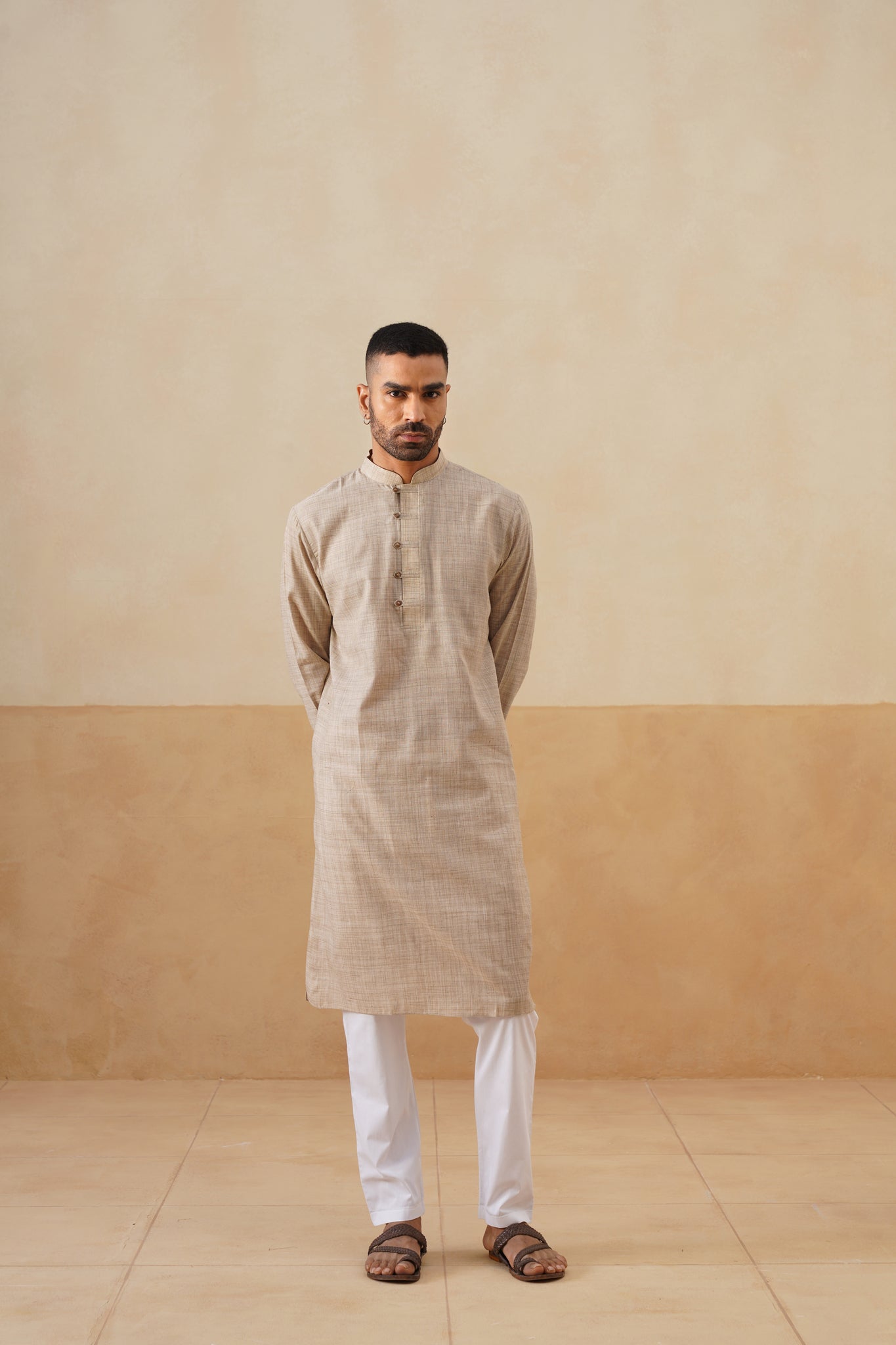 Sand Beige Textured Kurta