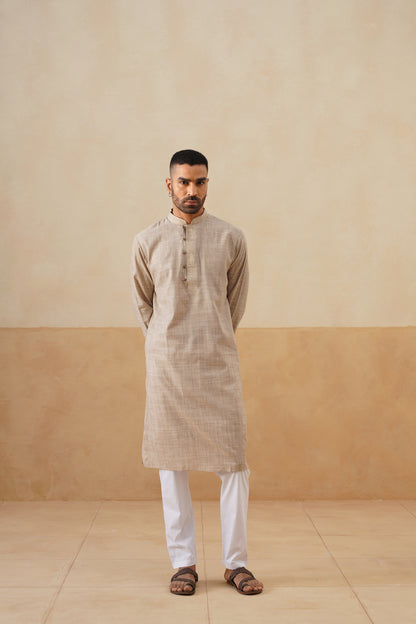 Sand Beige Textured Kurta