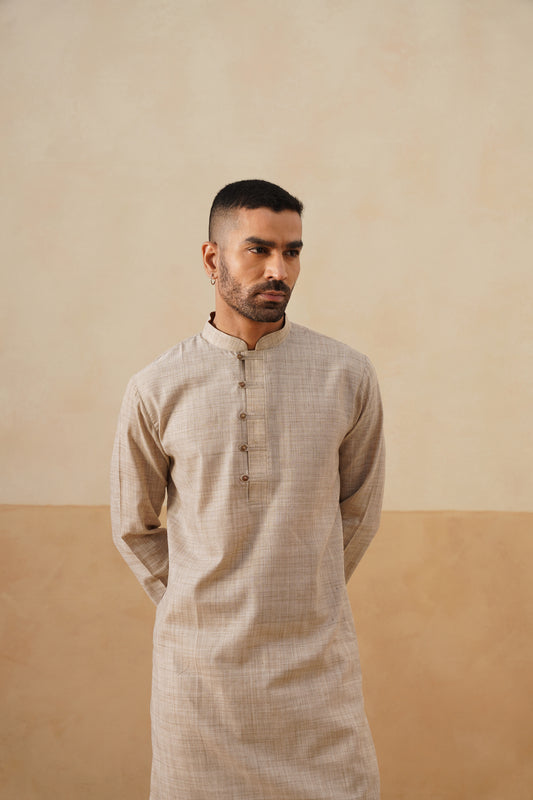 Sand Beige Textured Kurta