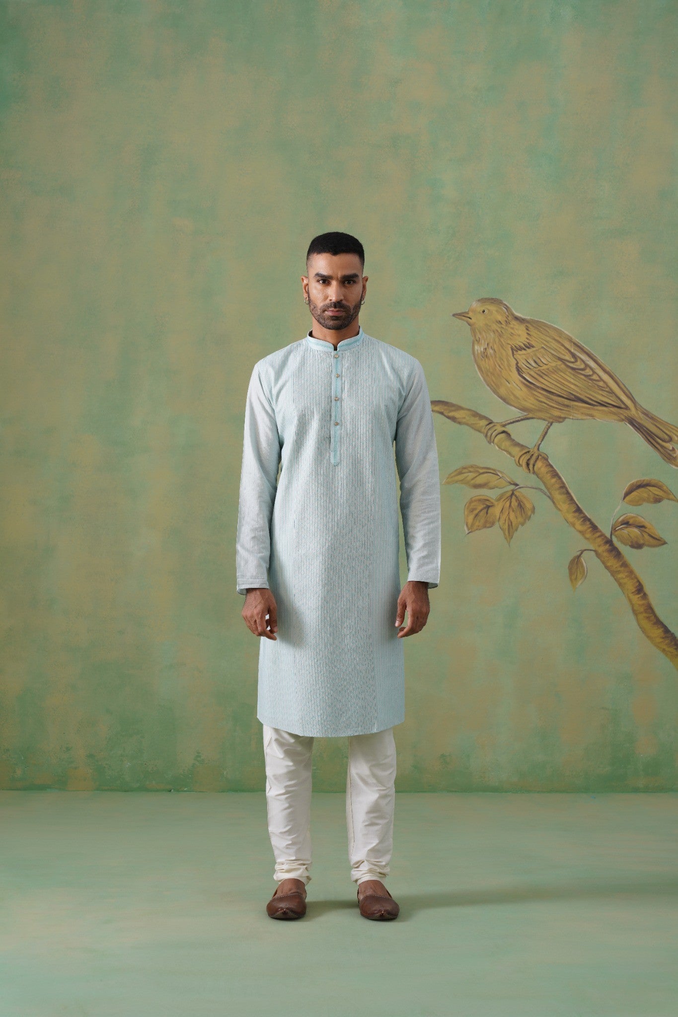 Light Blue Patterned Kurta Set