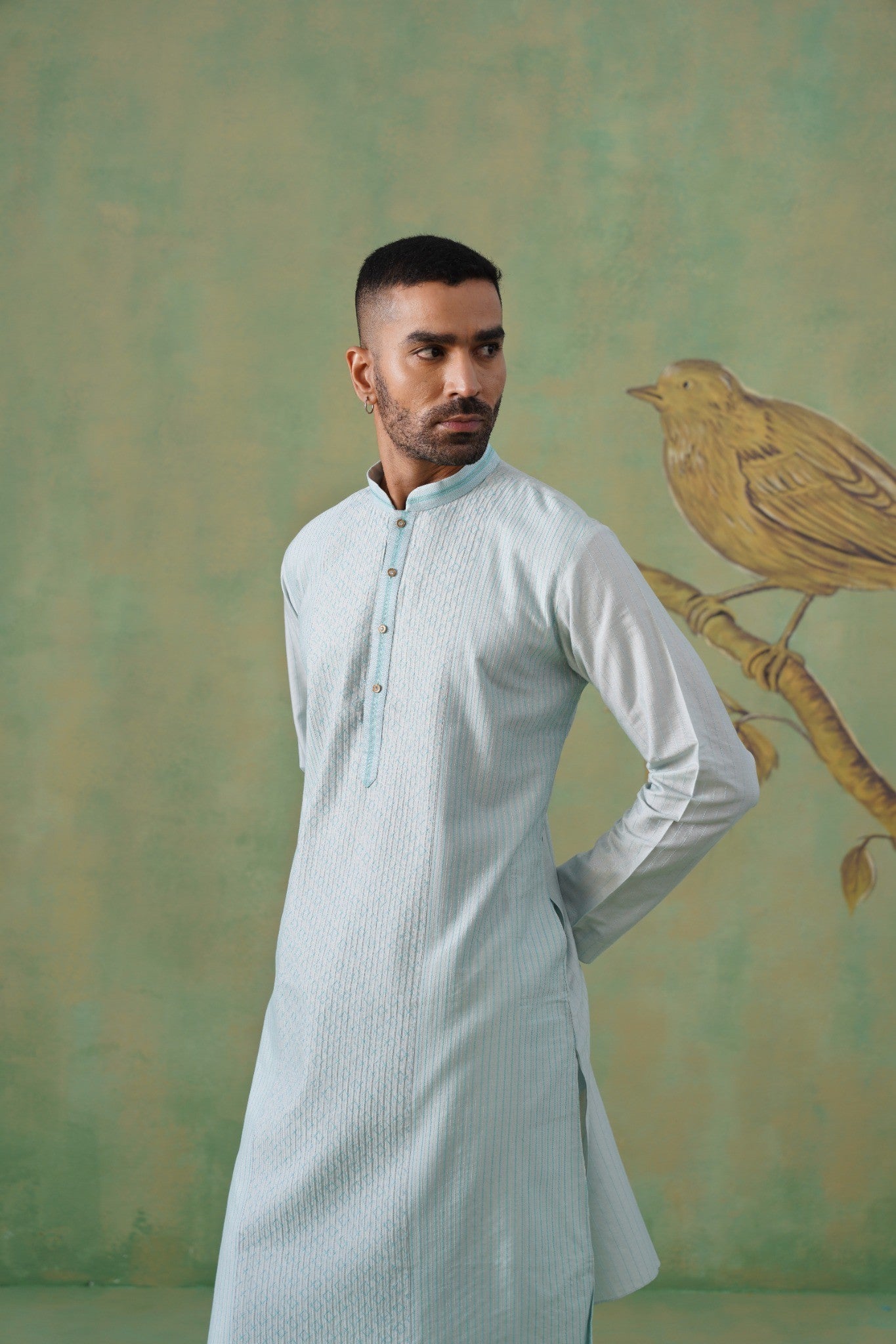 Light Blue Patterned Kurta Set