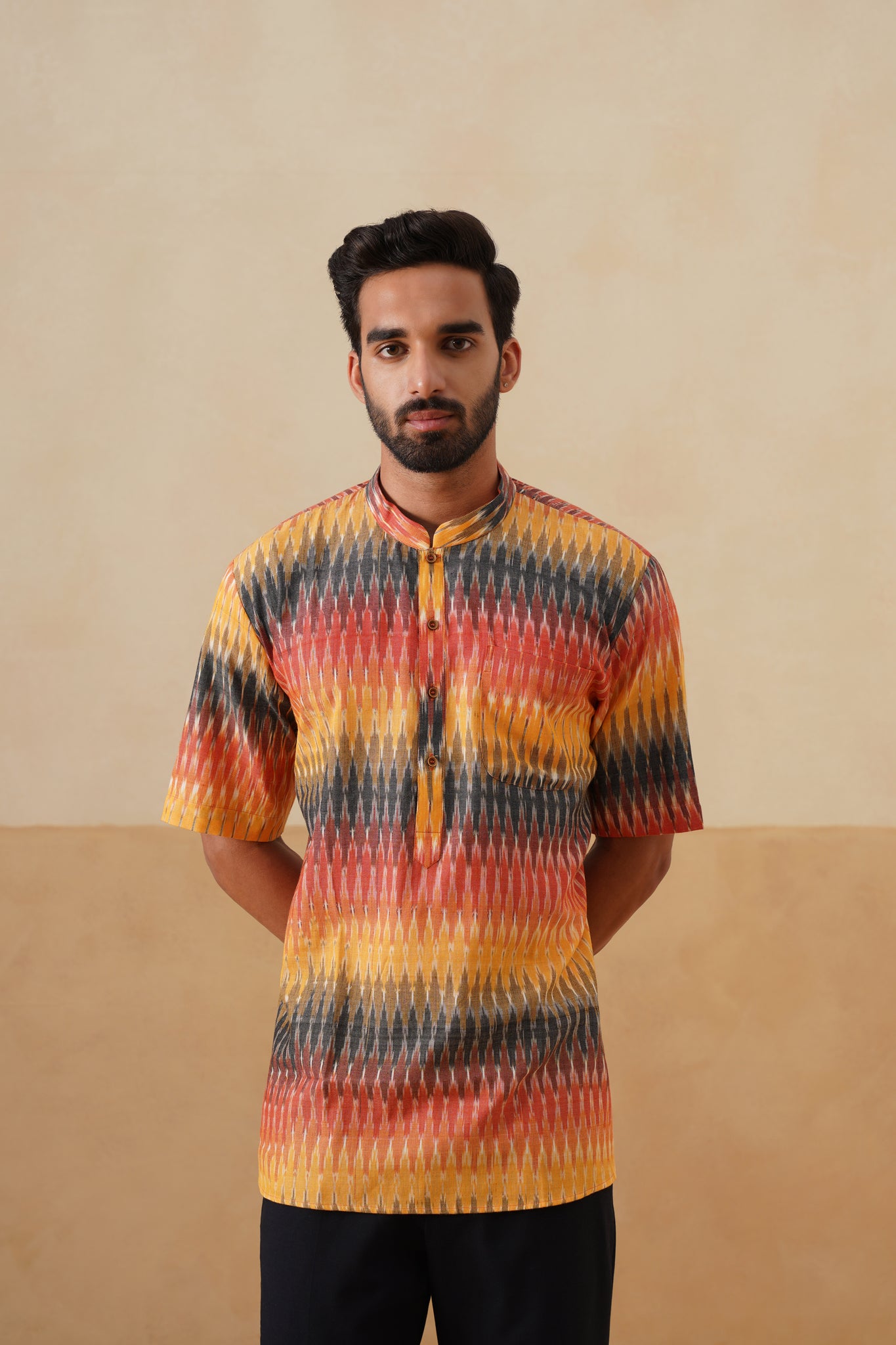 Sunset Ikat Short Ethnic Shirt