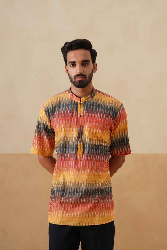Sunset Ikat Short Ethnic Shirt