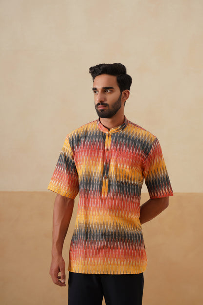 Sunset Ikat Short Ethnic Shirt