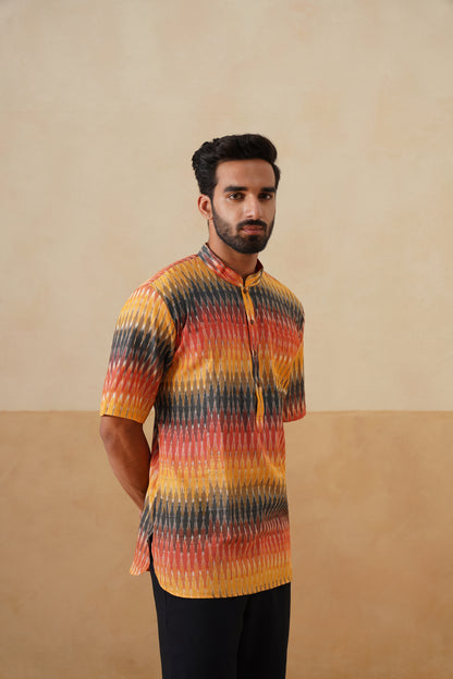 Sunset Ikat Short Ethnic Shirt